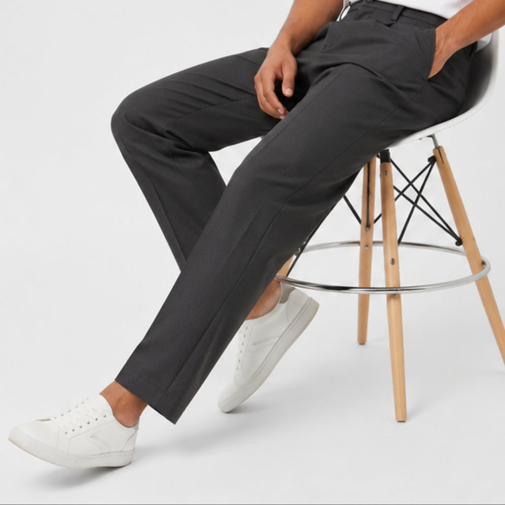 Men's Classic Brown Formal Straight Fit Trousers-1