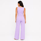 Women's Purple Sleeveless Crop Top & Wide Leg Co-ord Set-4