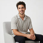 Men's Coastal Stripe Cuban Collar Shirt-2