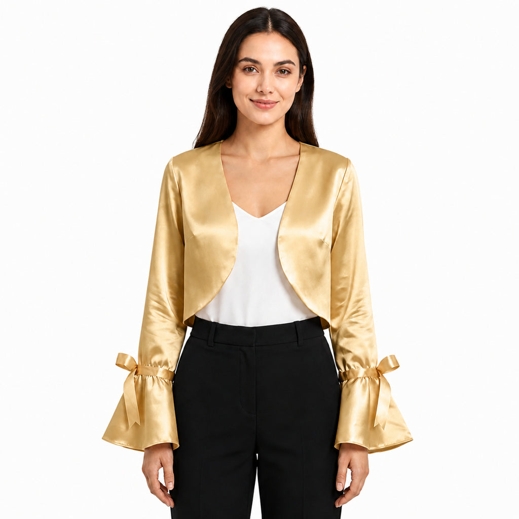 Golden Elegance Cropped Shrug Top-1