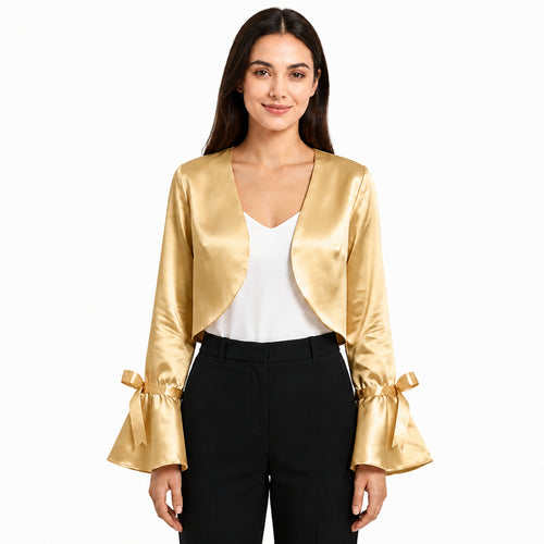 Golden Elegance Cropped Shrug Top-1