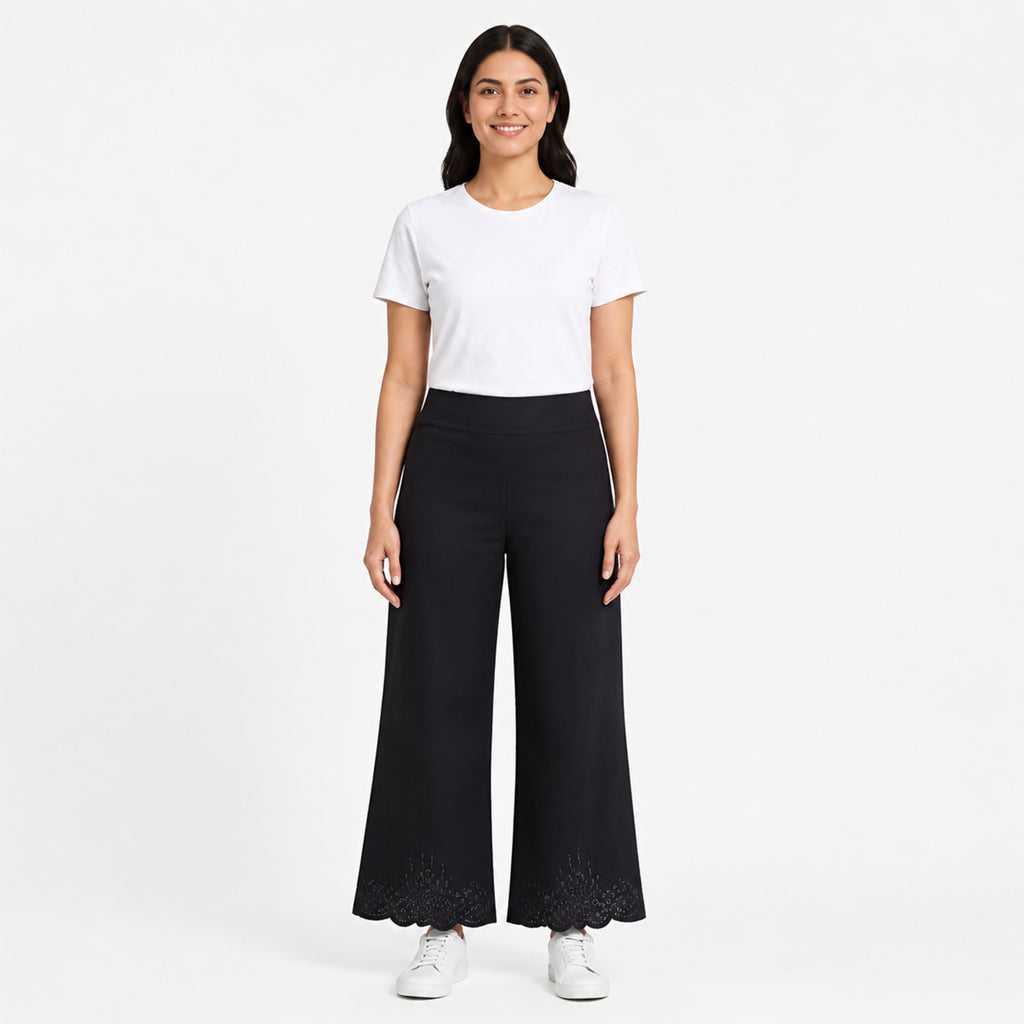 Midnight Black Flared Knit Pants-2