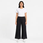 Midnight Black Flared Knit Pants-2