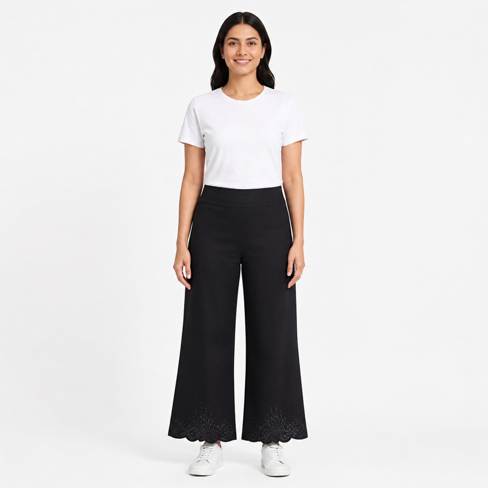 Midnight Black Flared Knit Pants-2