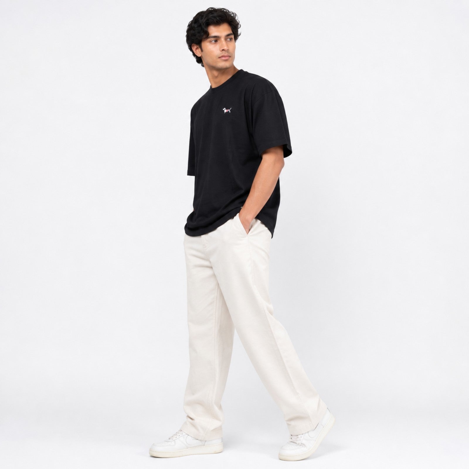 Men's Charcoal Essential Oversized T-Shirt-4