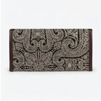 Women's Black Paisley Print Long Wallet | Elegant Ladies Clutch Wallet with Snap Button Closure-2
