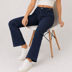 Women's Dark Blue Flared Fit Denim Jeans-3