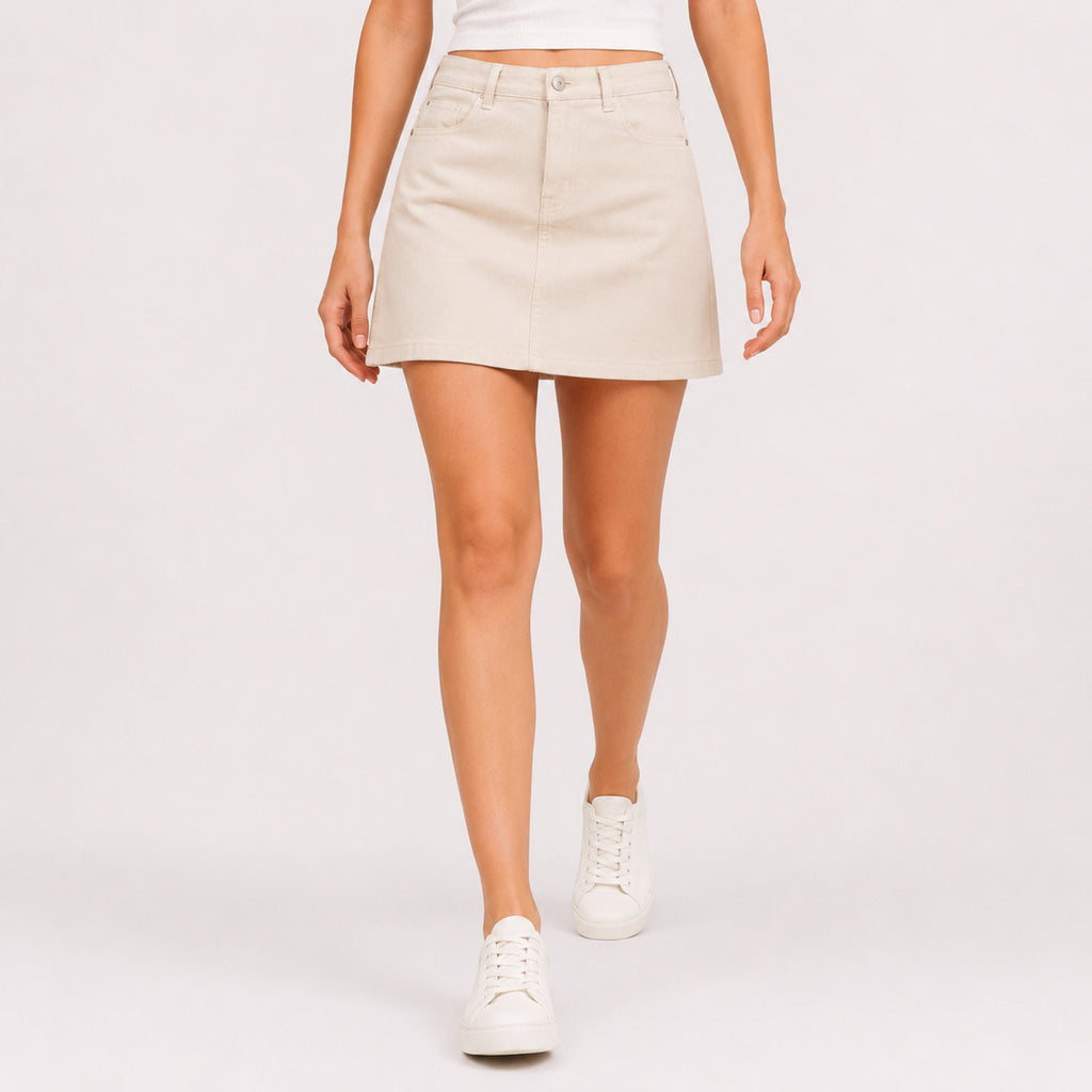 Women's White Denim Mini Skirt-1