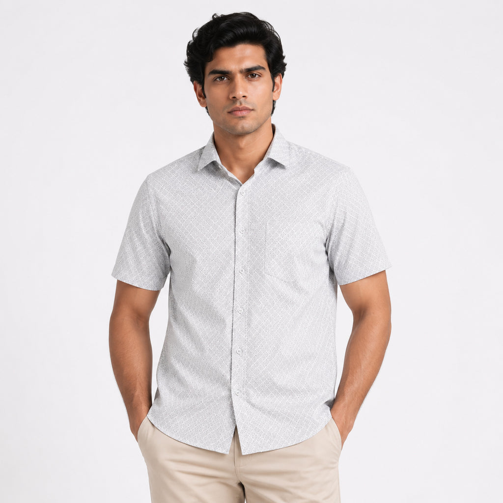 Men's Minimalist Pista Geometric Print Casual Shirt-1