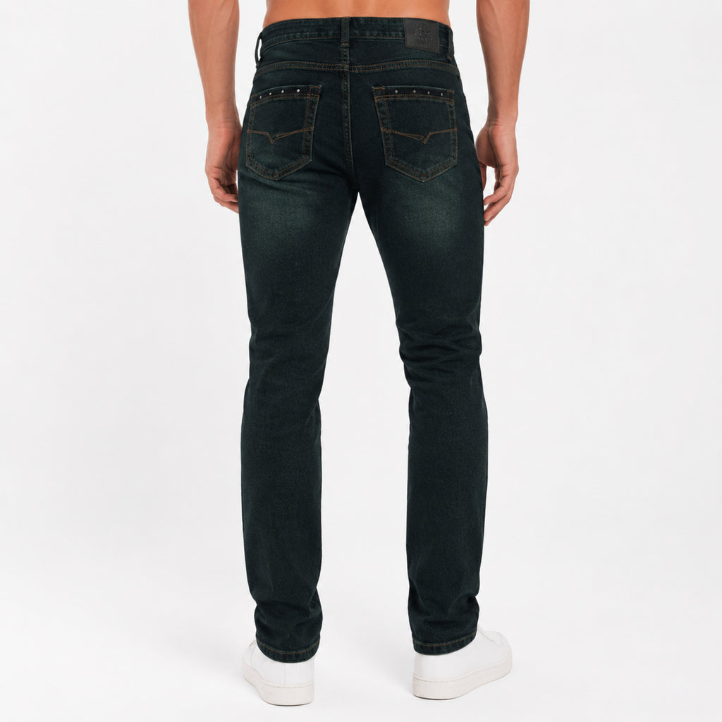 Men's Dark Wash Slim Fit Denim Jeans-3