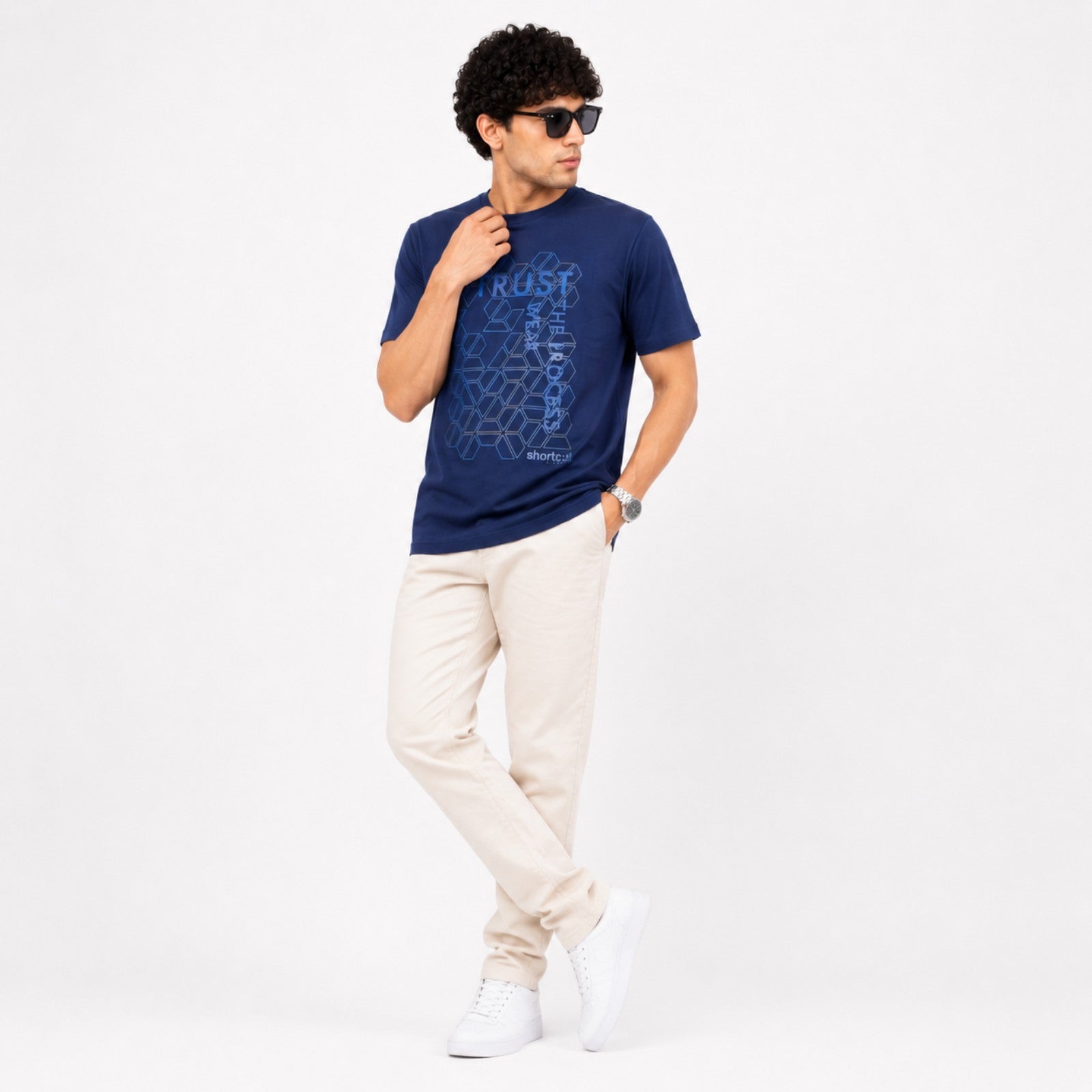 Urban Grid Graphic Oversized T-Shirt-4