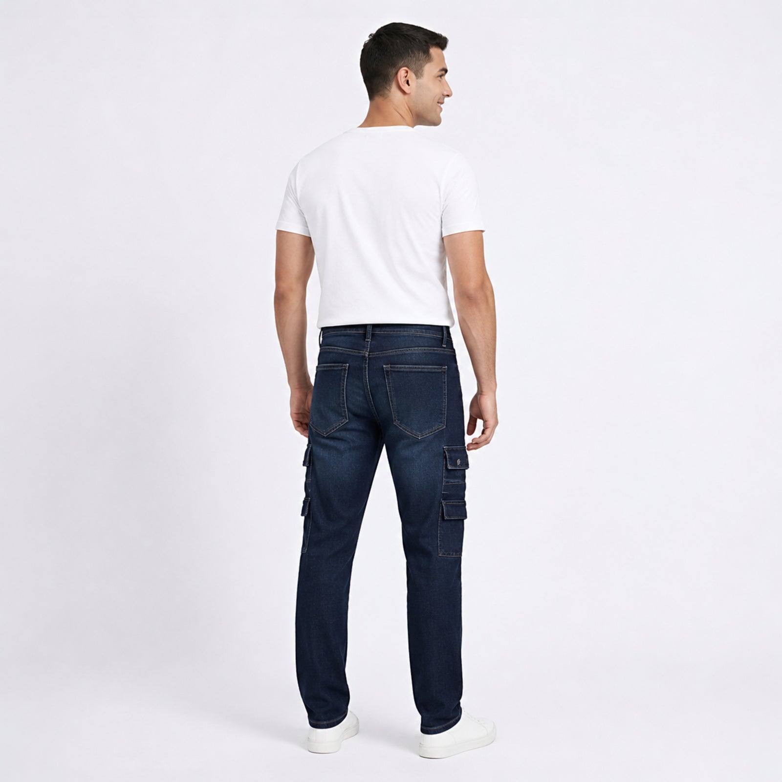 Midnight Blue Slim Fit Cargo Jeans-3