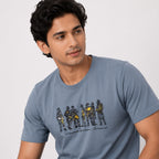 Men's Light Blue Graphic Printed Crew Neck T-Shirt-3