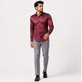 Men's Regal Maroon Satin Evening Shirt-1