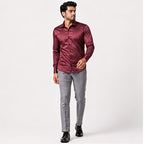 Men's Regal Maroon Satin Evening Shirt-1