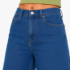 Women's Blue Ultra Wide Leg Jeans | High-Rise Premium Denim-3