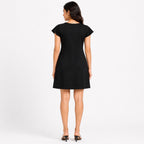 Women's Yellow & Black Color Block Cap Sleeve Sheath Mini Dress-1