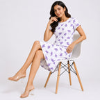 Women's Classic Lavender Leaf Motif Tailored Sheath Dress-2