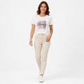 Women's White Stronger Slogan Graphic Crew Neck T-Shirt | Relaxed Half Sleeve Casual Tee-1
