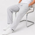 Men's White Pinstripe Relaxed Fit Lounge Trousers-4