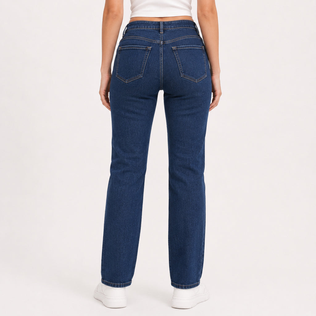 Women's Light Blue Wide Leg Denim Jeans-2