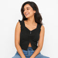 Chic Knot Detail Black Crop Top-1