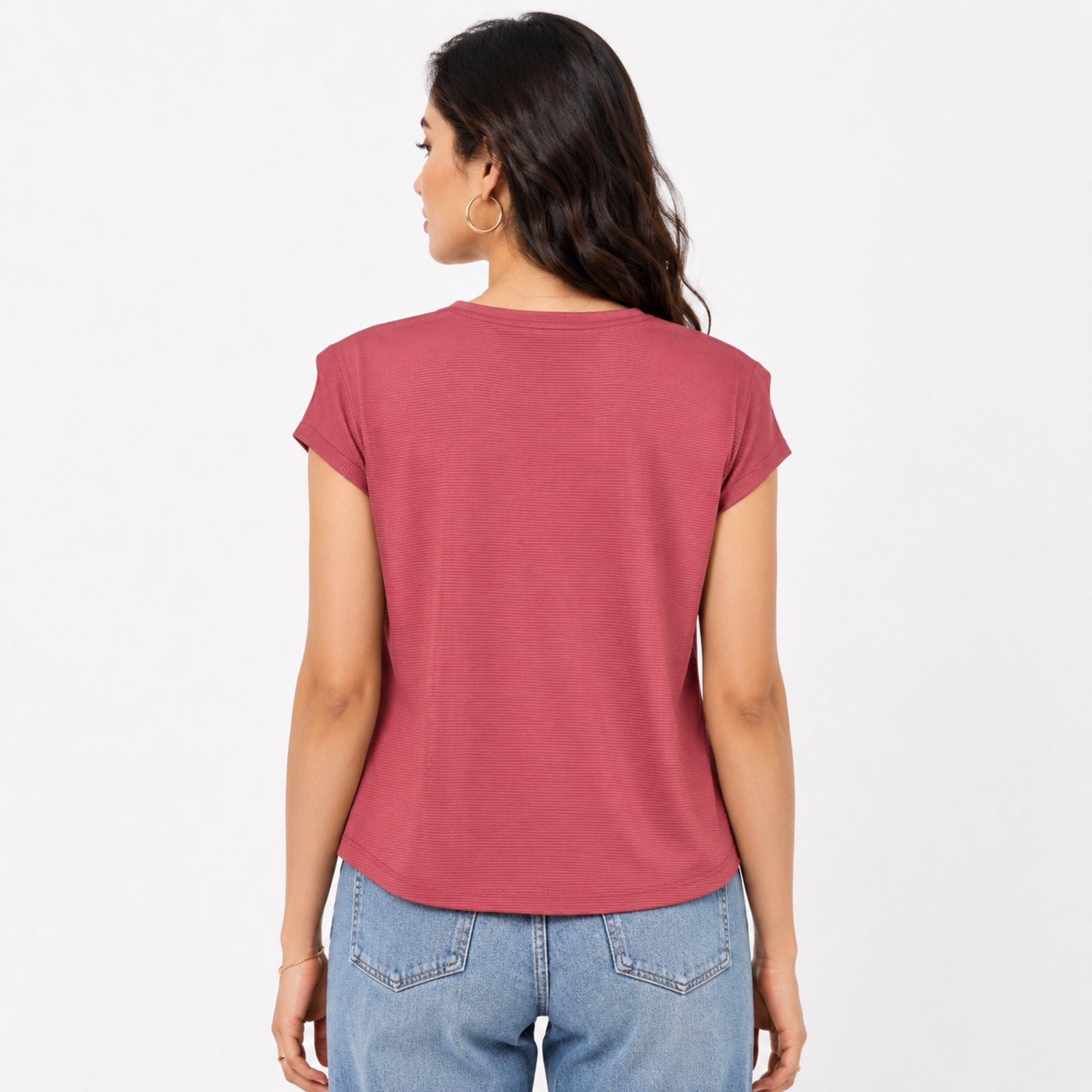 Women's Positive Vibes Graphic Printed Red T-Shirt-4
