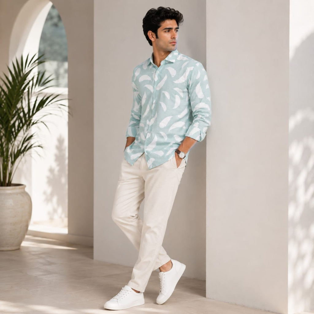Men's Mint Sky Abstract Printed Casual Shirt-2