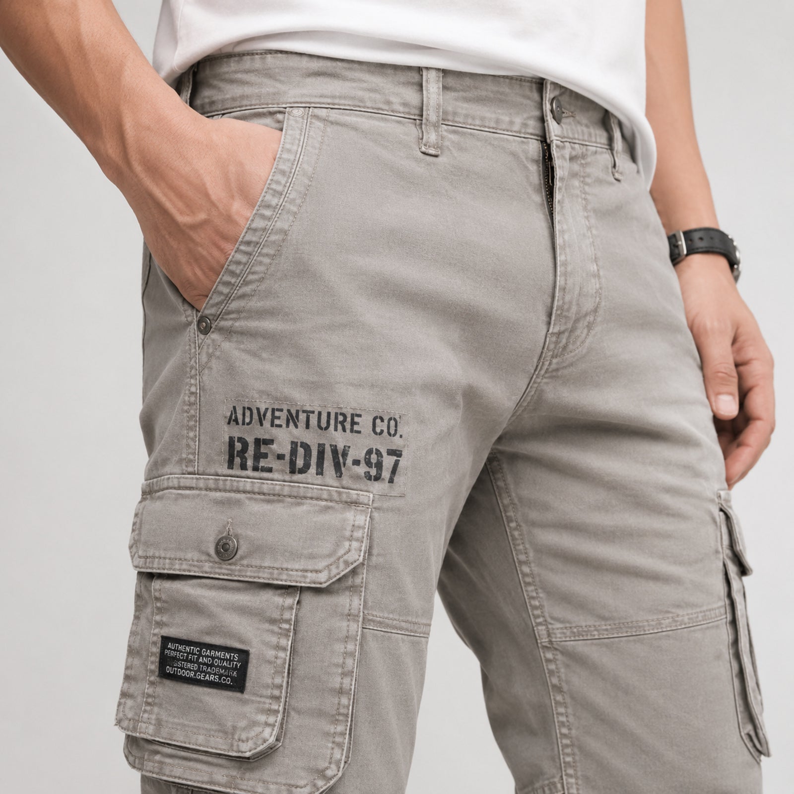 Men's Pastel Green Utility Cargo Pants-2