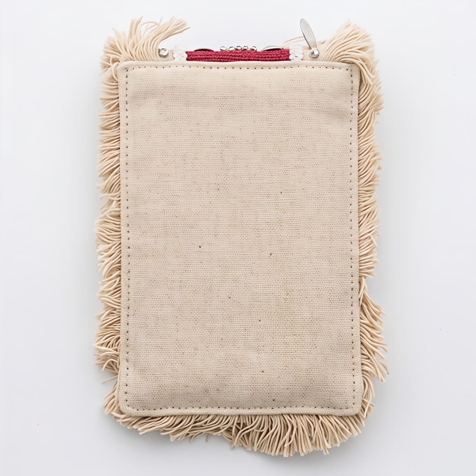 Women's Red Embellished Fringe Clutch Bag-3