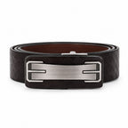 Men's Dark Brown Basket Weave Leather Belt with Automatic Buckle-3