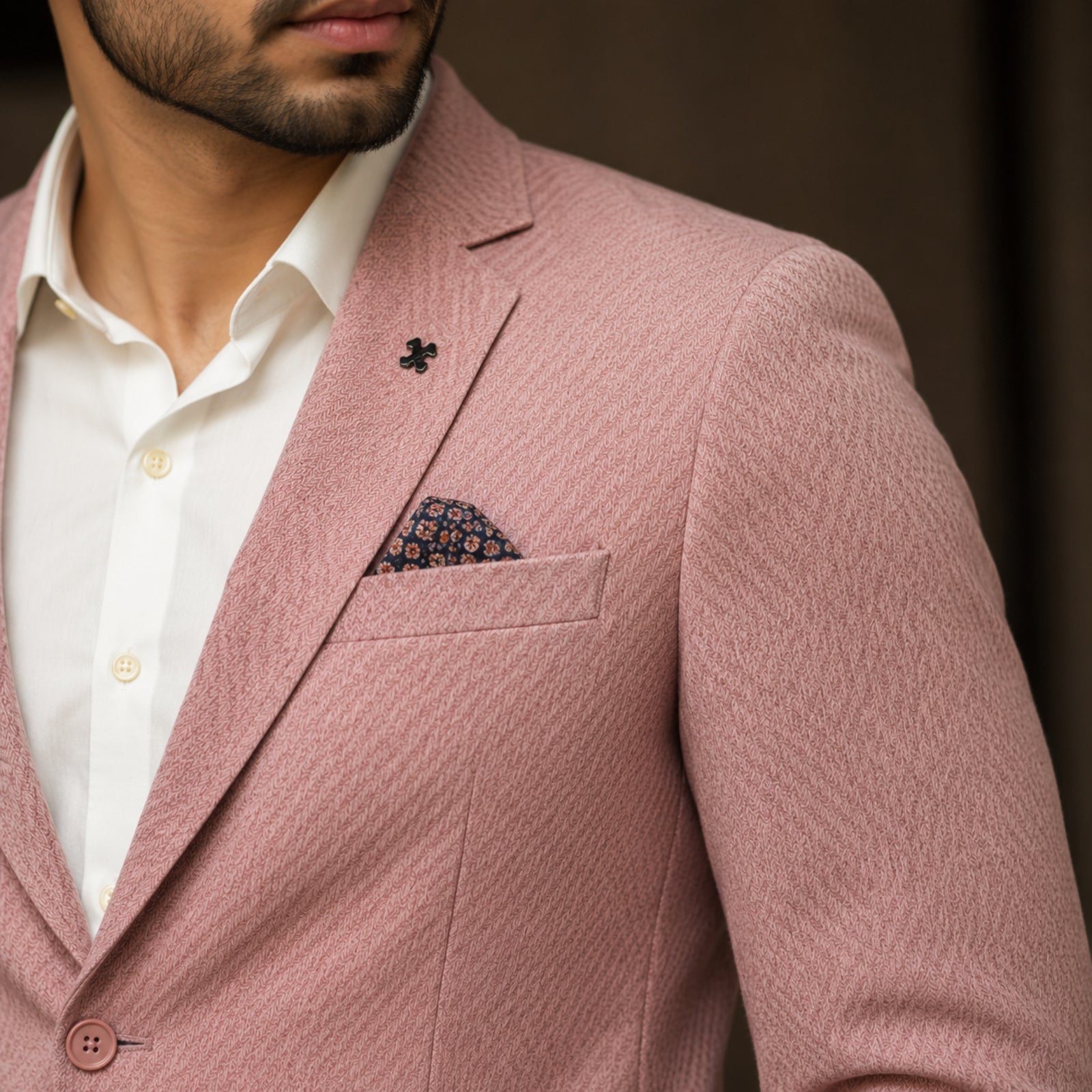 Men's Blush Pink Slim Fit Formal Blazer-4