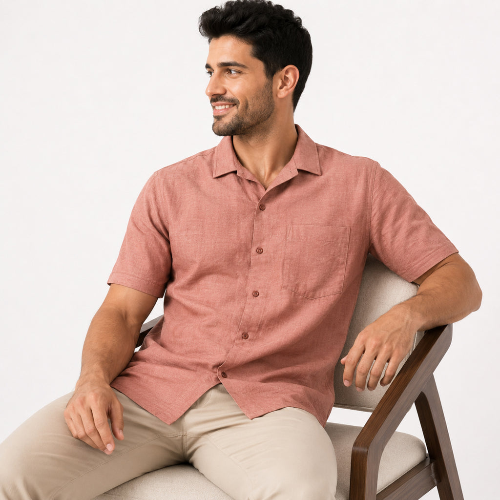 Men's Solid Mustard Casual Wear Shirt-2
