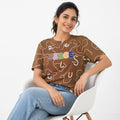 Women's Brown “Peace” Graphic Printed T-Shirt-1