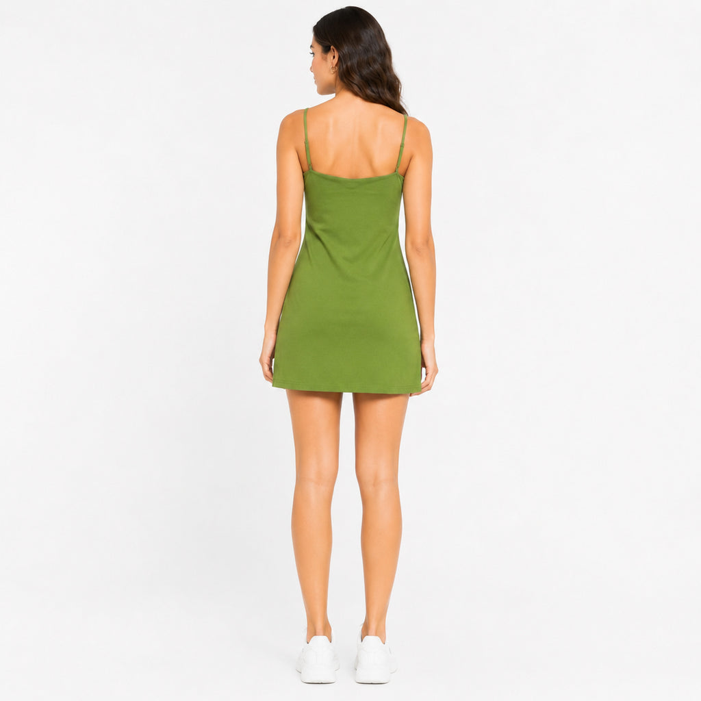 Women's Green Cowl Neck Bodycon Mini Dress-4