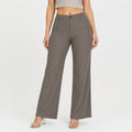 Women's Elegant Light Brown Ribbed Wide Leg Lounge Trousers-1