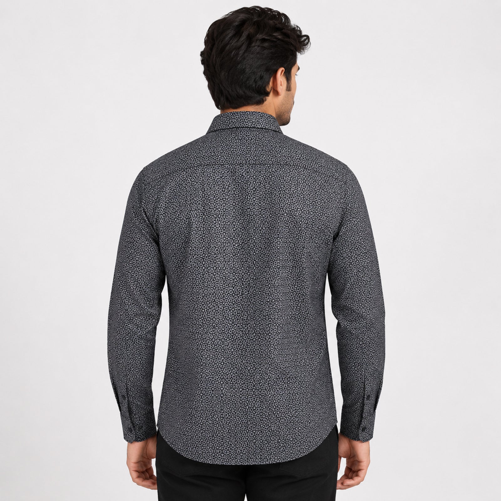 Men's Midnight Black Micro Print Premium Formal Shirt-4