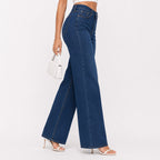 Women's Light Blue Wide Leg Denim Jeans-3