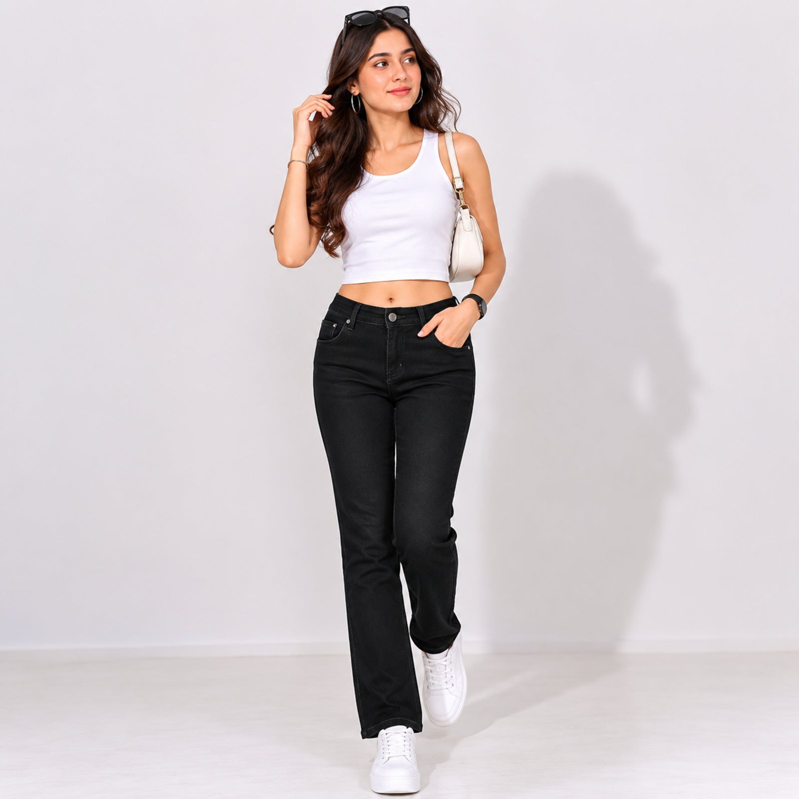Women's Black Skinny Fit Denim Jeans-3