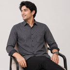 Men's Midnight Black Micro Print Premium Formal Shirt-3