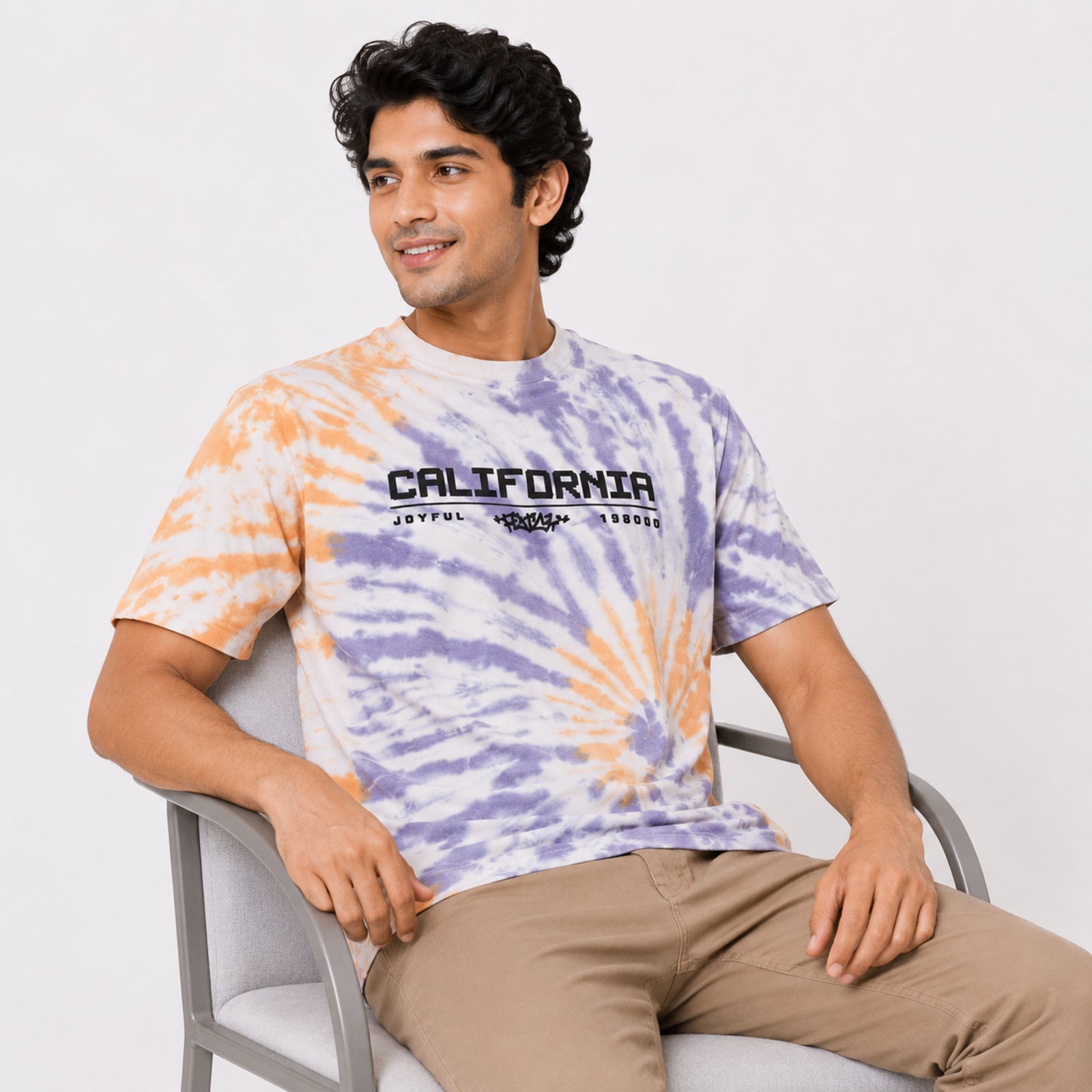 Men's Purple Tie-Dye Graphic Print T-Shirt-2