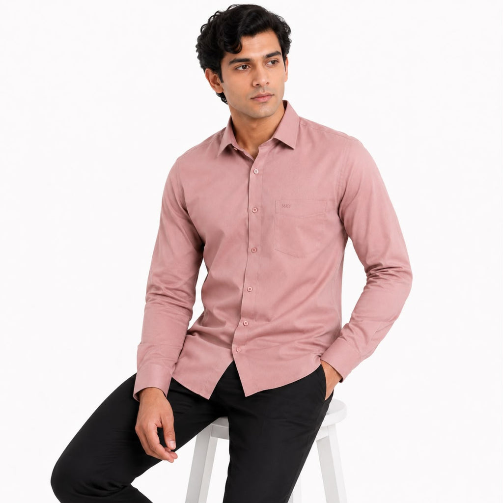Men's Pink Micro Stripe Full Sleeve Shirt with Chest Pocket-2