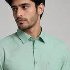 Men's Pista Green Solid Formal Shirt-3