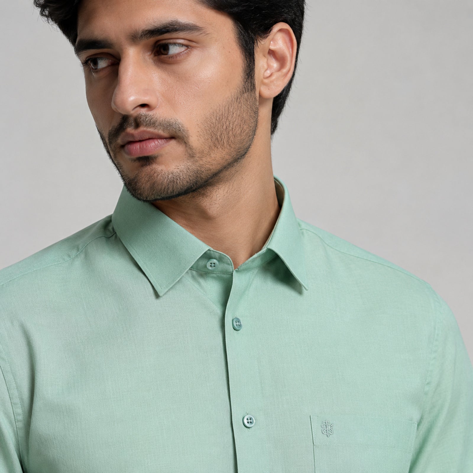 Men's Pista Green Solid Formal Shirt-3