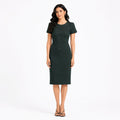 Women's Regal Emerald Green Textured Sheath Dress with Starburst Embellishments-1
