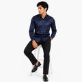 Men's Navy Blue Satin Finish Full Sleeve Party Shirt-1