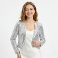 Women's Silver Sequin Open Front Party Shrug-1