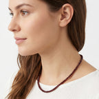 Women's Elegant Maroon Beaded Choker Necklace with Sterling Silver Drop Chain Accent-2