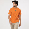 Men's Mustard Orange Solid Crew Neck T-Shirt-4