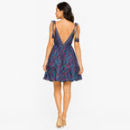 Women's Hot Pink Paisley Print Mini Dress | Sleeveless Deep V-Neck Fit & Flare Dress-4